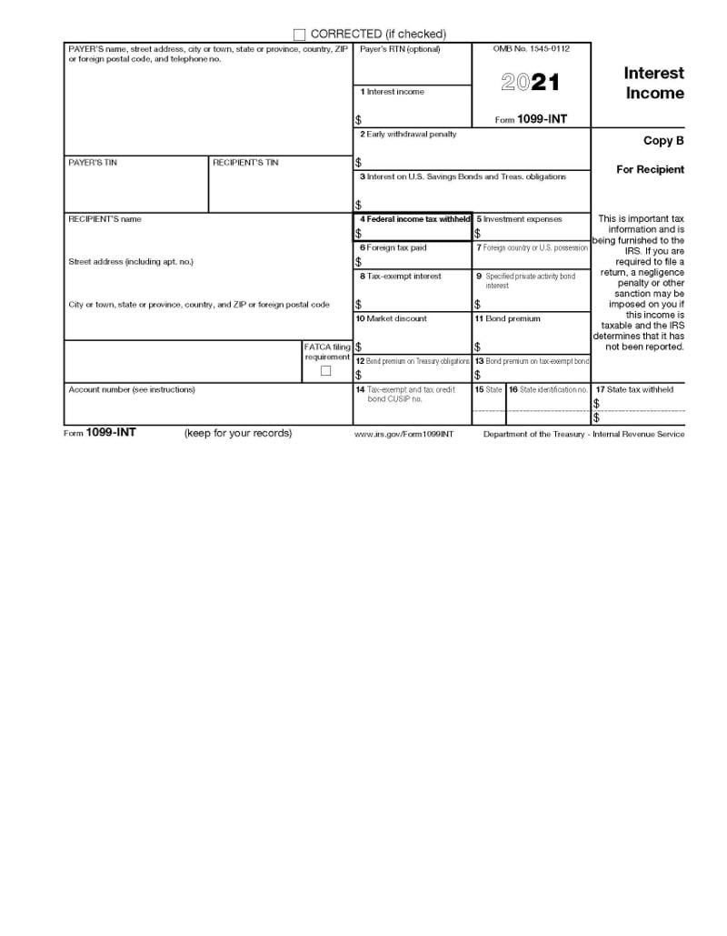 Form 1099INT IRS Tax Forms Jackson Hewitt